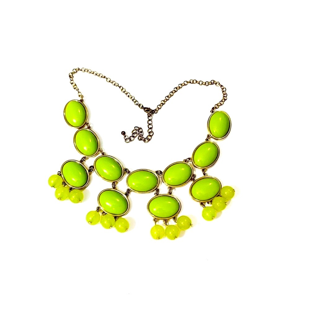 Lime Green Oval Statement Necklace